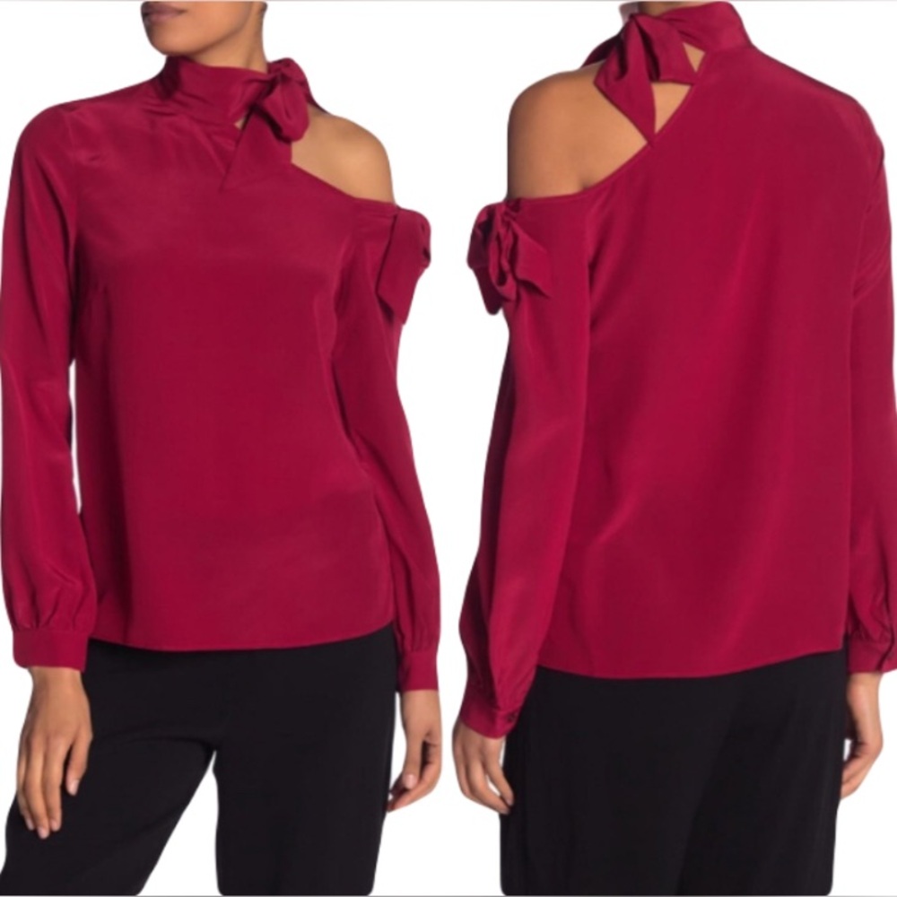 NICOLE MILLER ARTELIER 100% Silk One Shoulder Blouse NWT